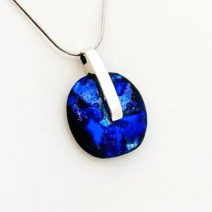 Dichroic Glass and Sterling Pendant/Necklace - Signed